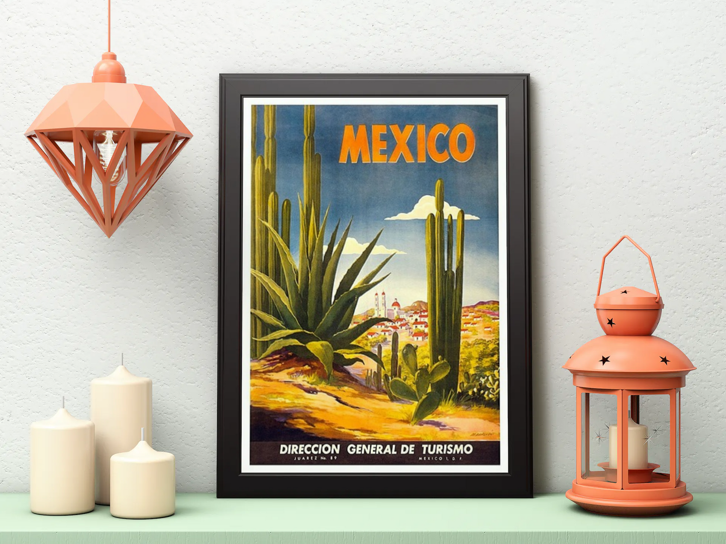Vintage Mexico Desert Travel Art Painting