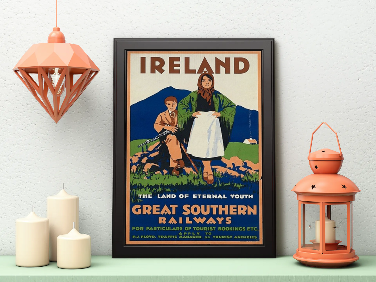 Vintage Ireland Railways Travel Art Painting