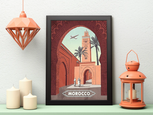 Vintage Morocco Medina Travel Art Painting