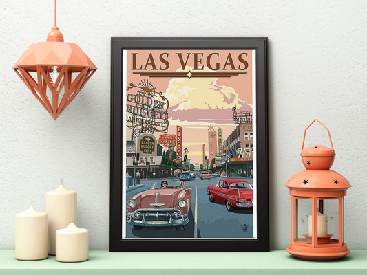 Vintage Las Vegas Strip Travel Art Painting