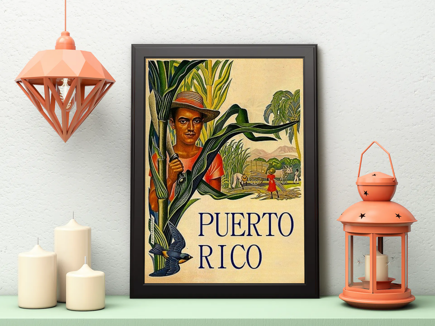 Vintage Puertorico Jungle Travel Art Painting
