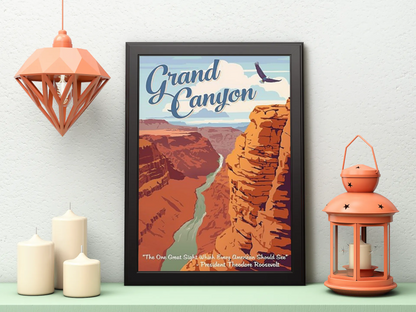 Vintage Grand Canyon Gorge Travel Art Painting