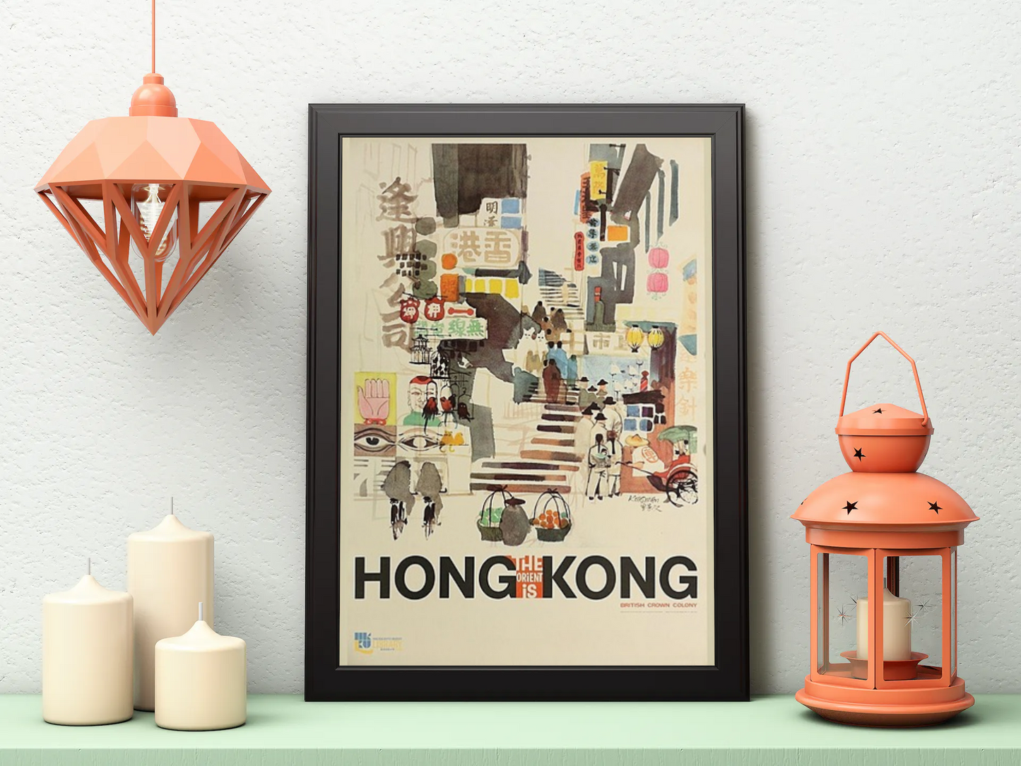 Vintage Hong Kong Illustration Travel Art Painting