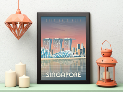 Vintage Singapore Bay Travel Art Painting