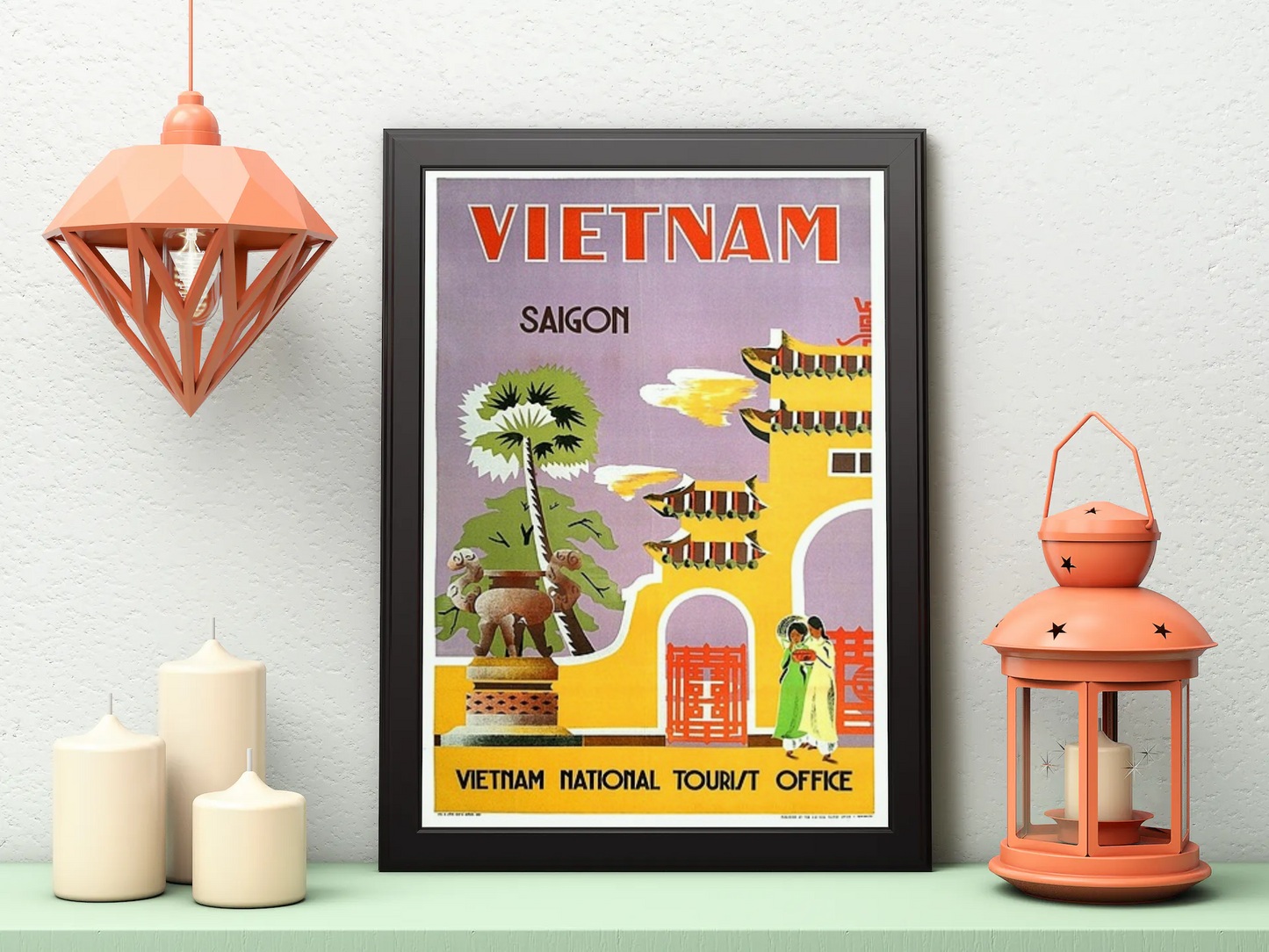 Vintage Vietnam Saigon Travel Art Painting