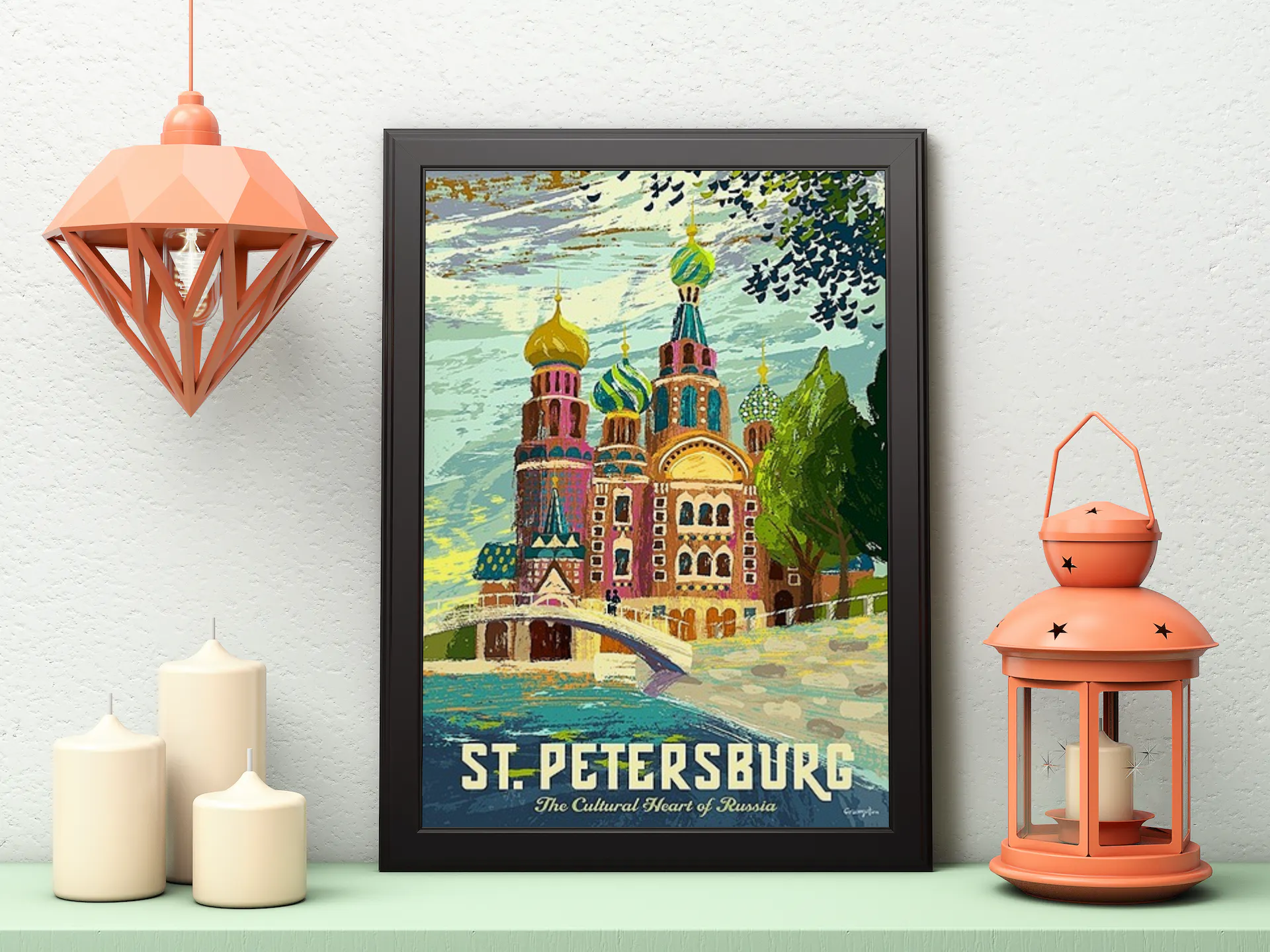 Vintage St. Petersburg Cathedral Travel Art Painting