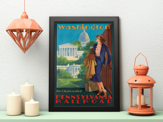 Vintage Washington Illustration Travel Art Painting