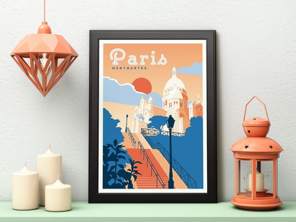 Vintage Paris Montmartre Travel Art Painting