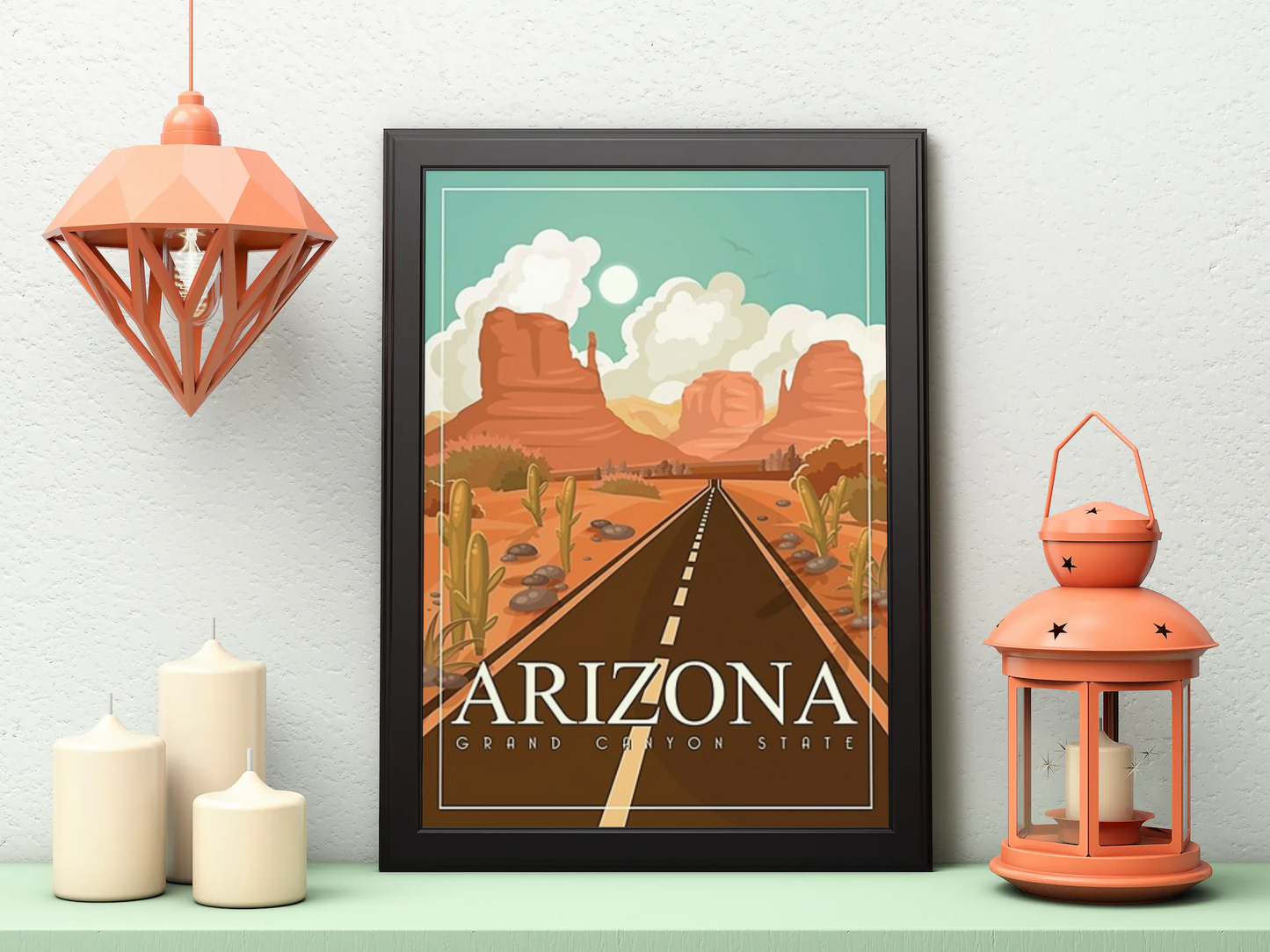Vintage Arizona Highway Travel Art Painting