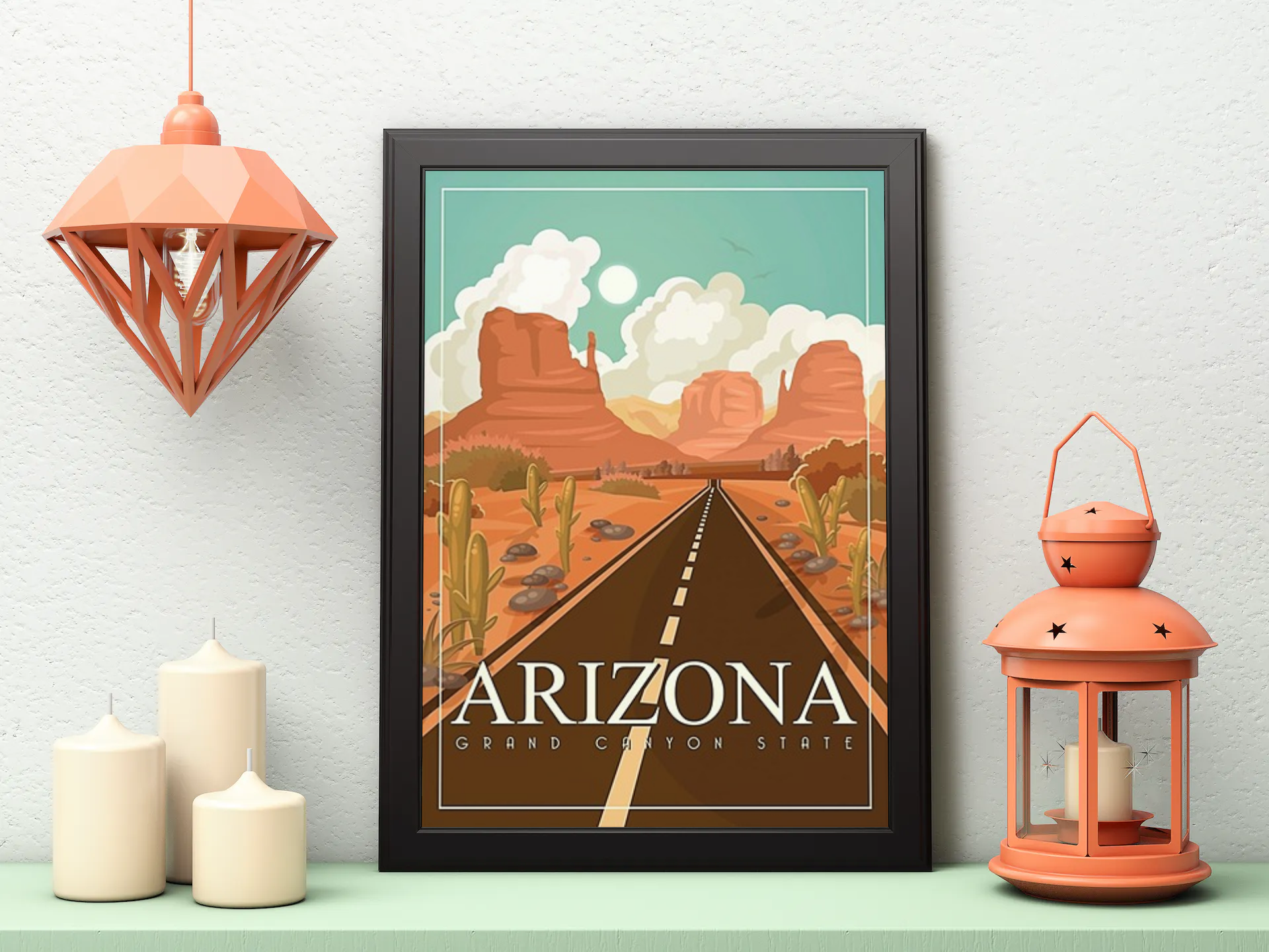 Vintage Arizona Highway Travel Art Painting