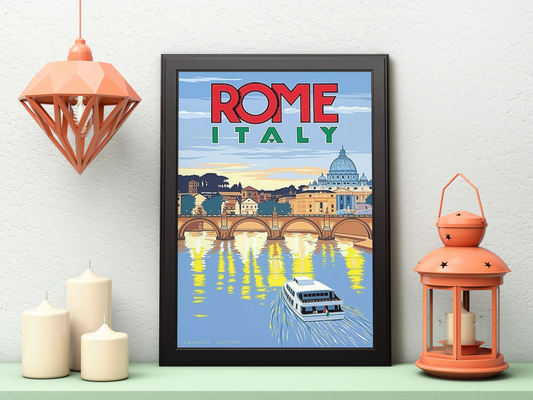 Vintage Rome Boat Travel Art Painting