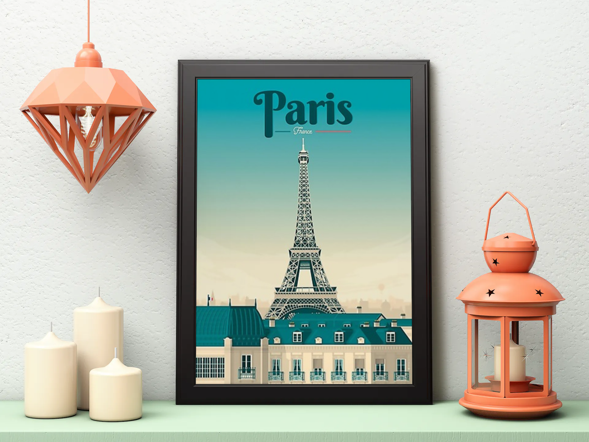 Vintage Paris Eiffel Tower Travel Art Painting