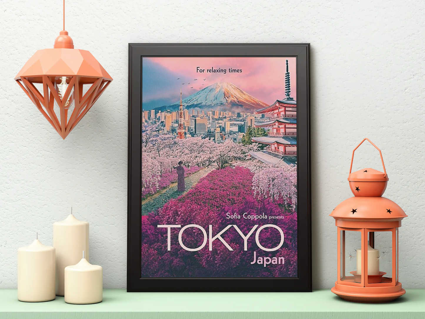 Vintage Tokyo Flowers Travel Art Painting