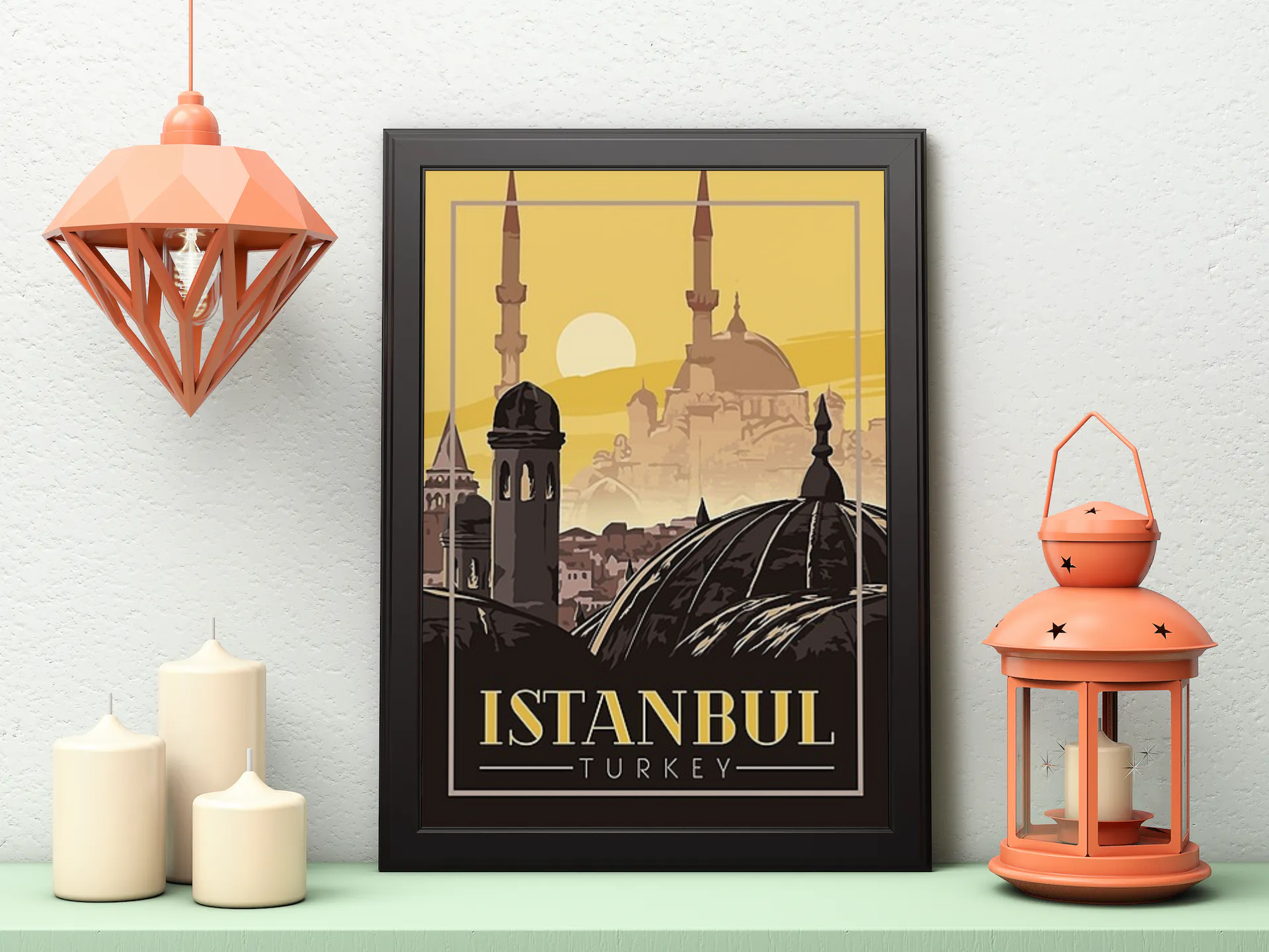 Vintage Istanbul Hagia Sophia Travel Art Painting