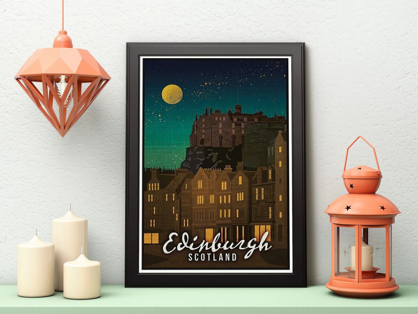 Vintage Edinburgh City Travel Art Painting