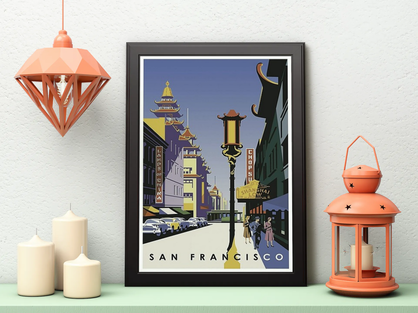 Vintage Sanfrancisco City Lanes Travel Art Painting