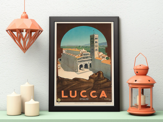 Vintage Lucca Travel Art Painting