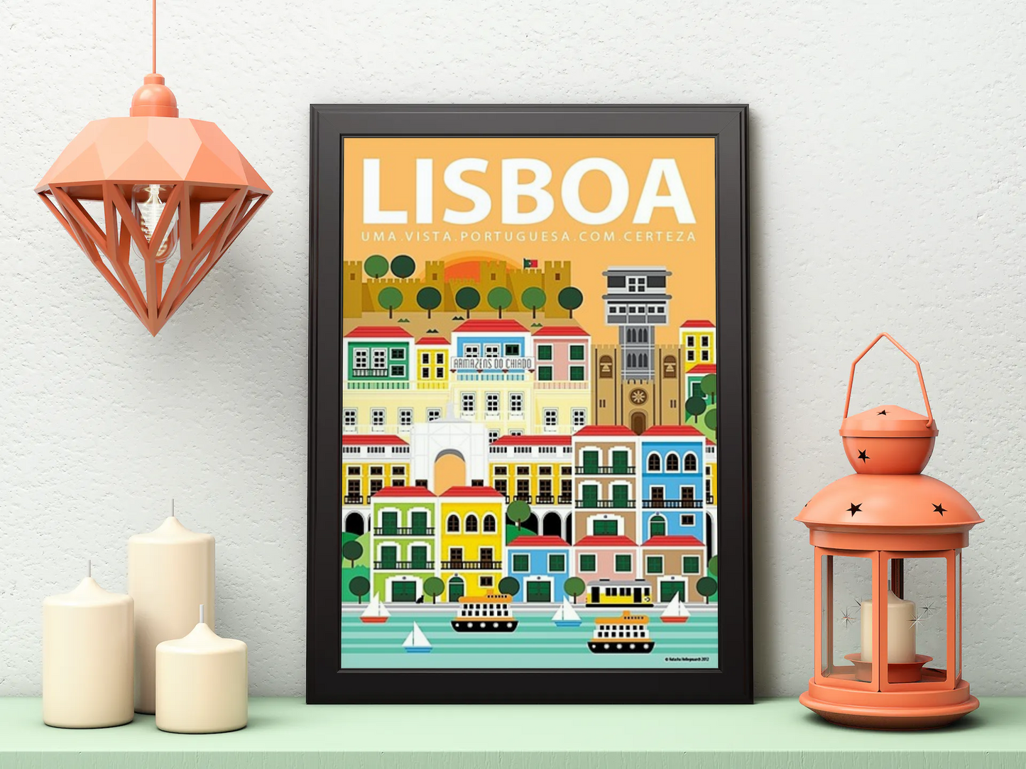 Vintage Lisbon Buildings Travel Art Painting