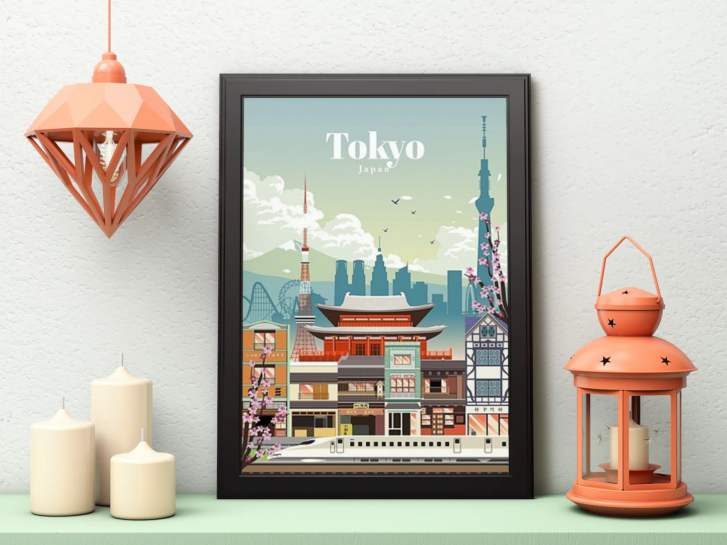 Vintage Tokyo City Travel Art Painting