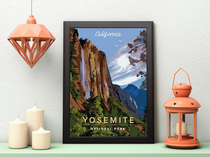 Vintage Yosemite Park Travel Art Painting