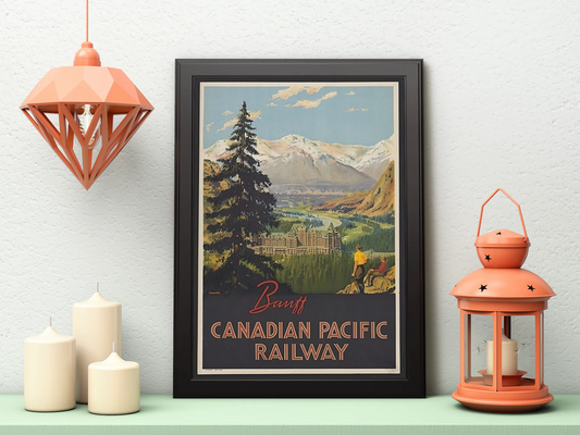 Vintage Canadian Railway Travel Art Painting