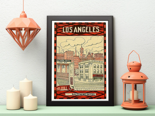 Vintage LA Hotel Travel Art Painting