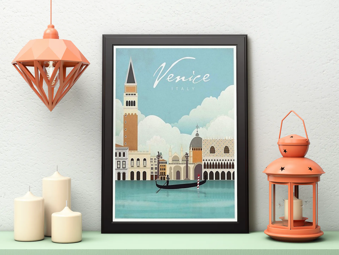 Vintage Venice Canals Travel Art Painting