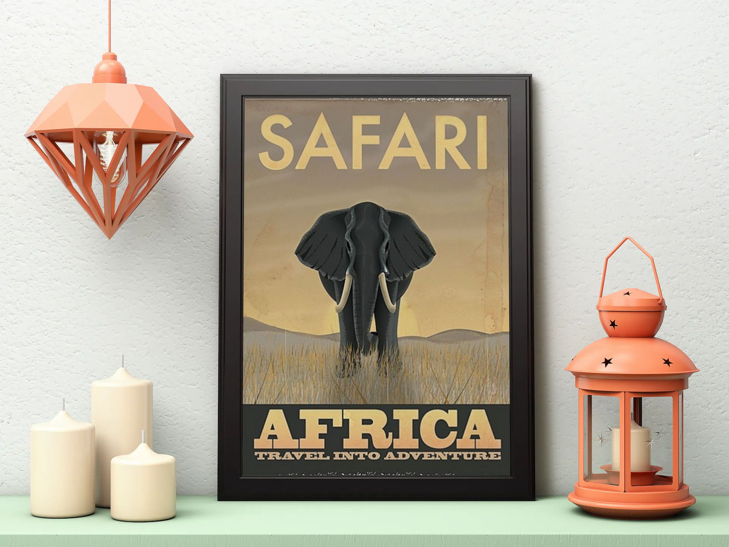 Vintage Safari Travel Art Painting