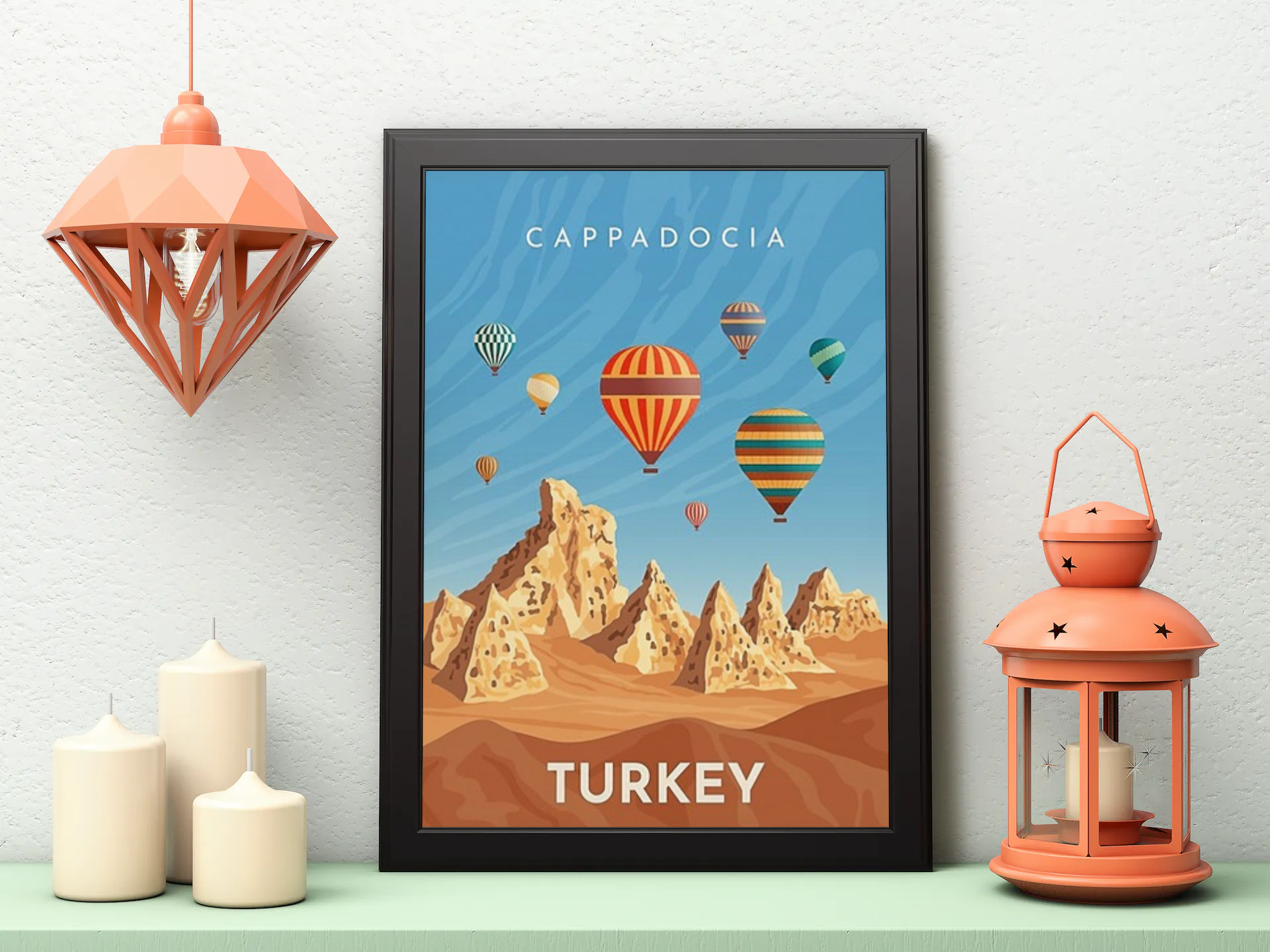 Vintage Turkey Cappadocia Travel Art Painting