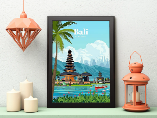 Vintage Bali River Travel Art Painting