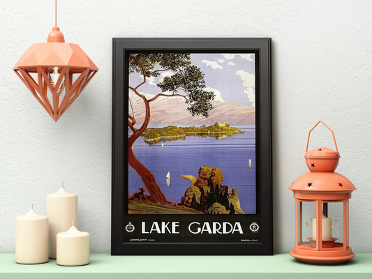 Vintage Lake Garda Travel Art Painting