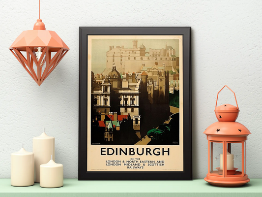 Vintage Edinburgh Castle Travel Art Painting