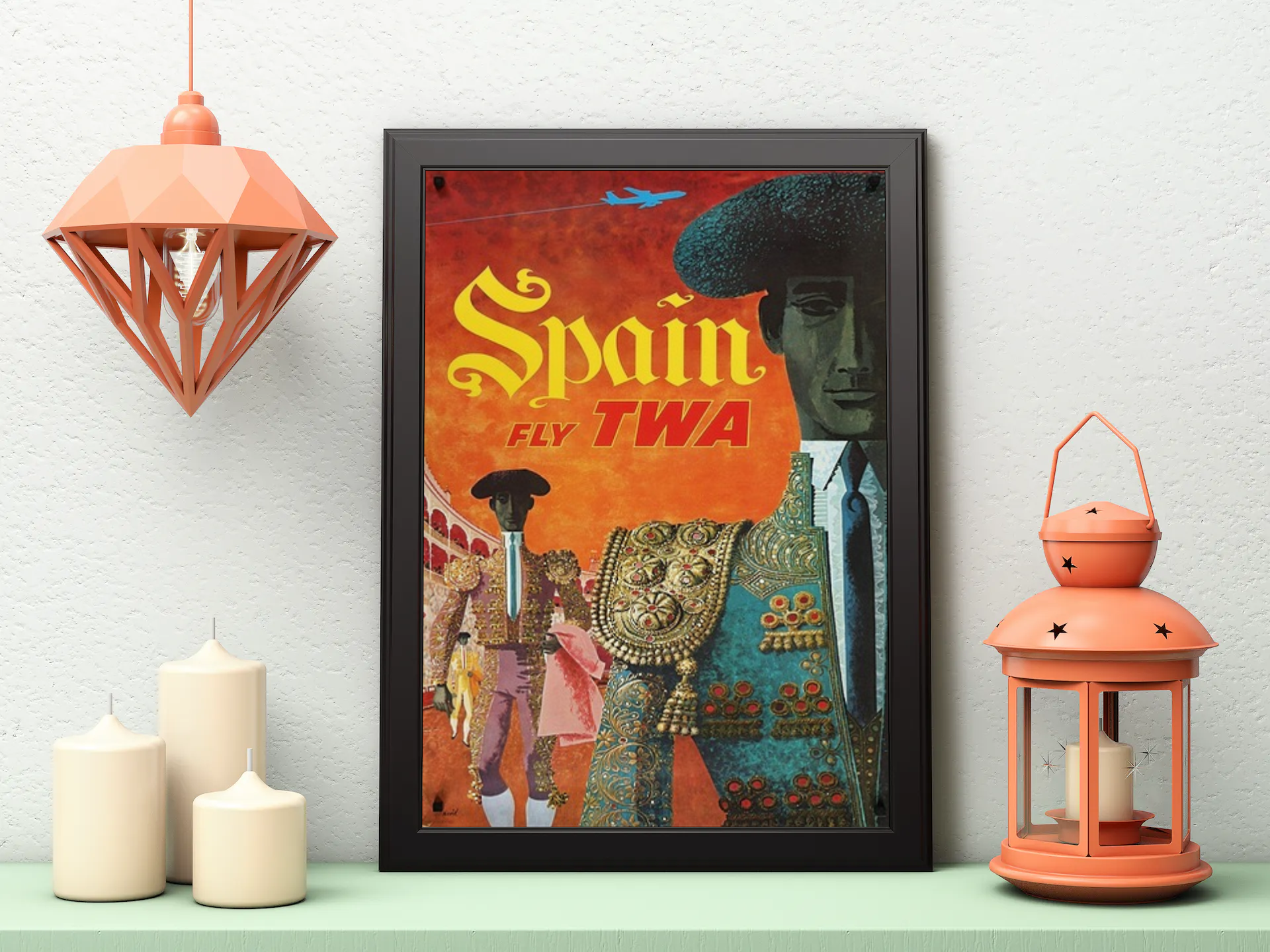 Vintage Spain Twa Travel Art Painting