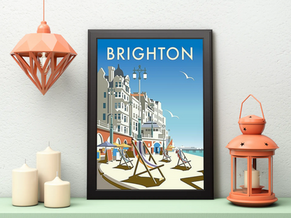 Vintage Brighton Beach Travel Art Painting