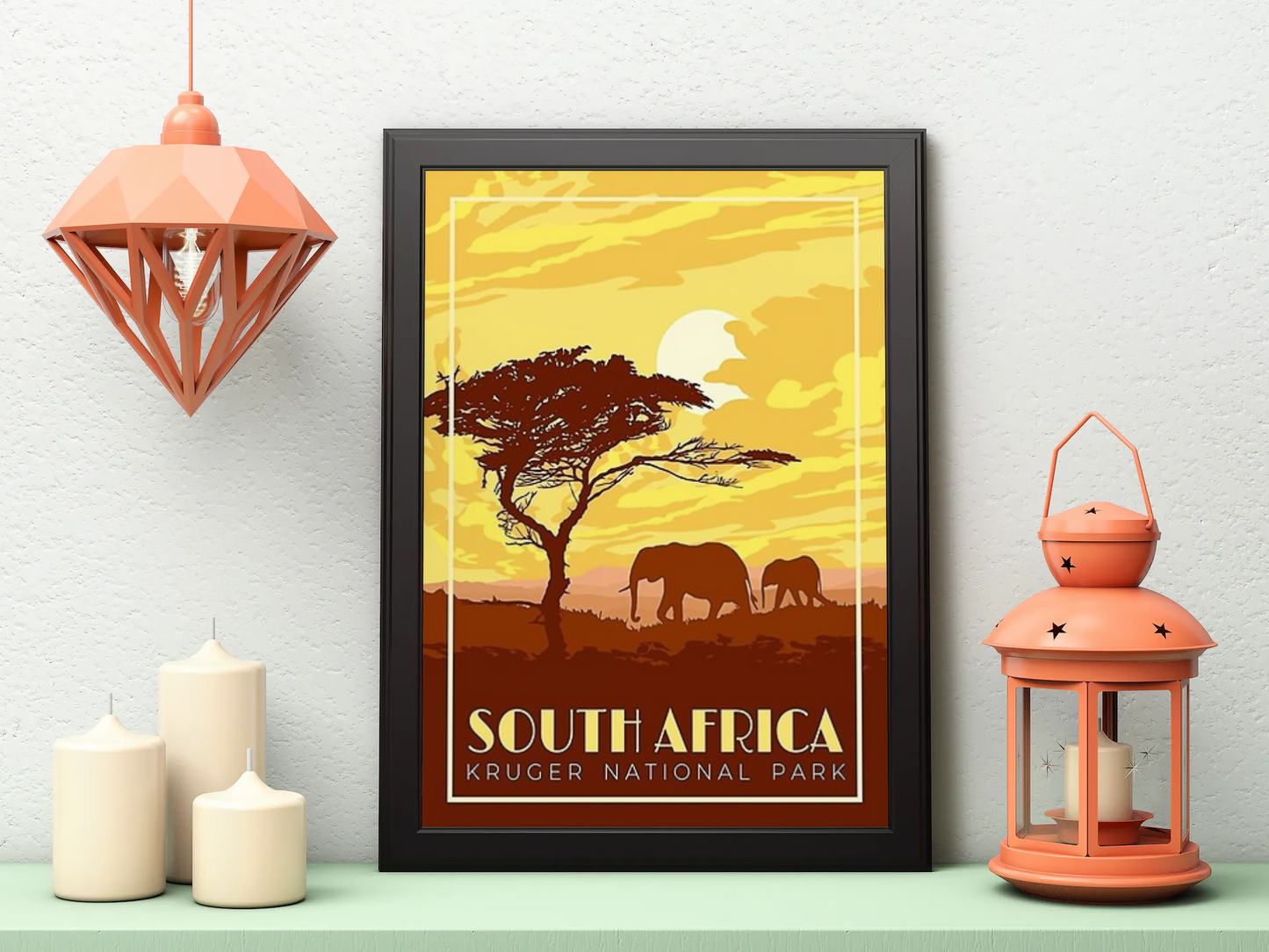 Vintage Southafrica Kruger Travel Art Painting