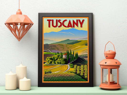 Vintage Tuscany Vineyards Travel Art Painting