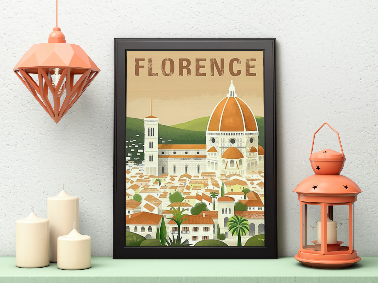 Vintage Florence City Travel Art Painting