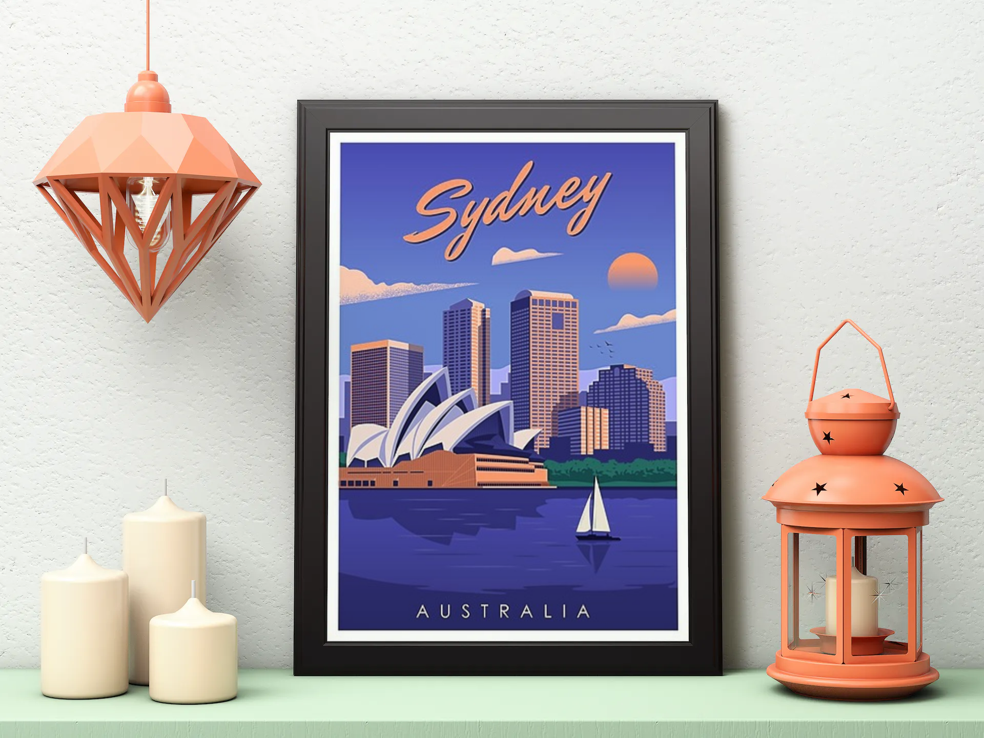 Vintage Sydney Harbour Travel Art Painting
