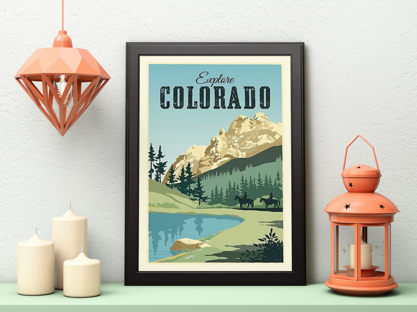 Vintage Colorado Nature Travel Art Painting
