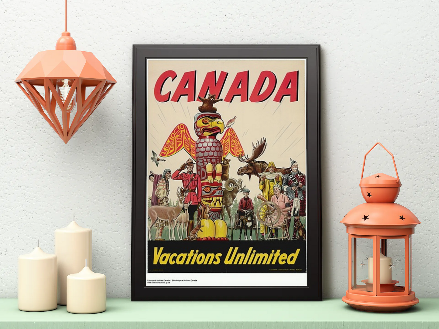 Vintage Canadian Vacations Travel Art Painting