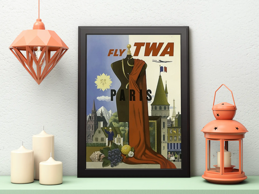 Vintage Paris TWA Travel Art Painting