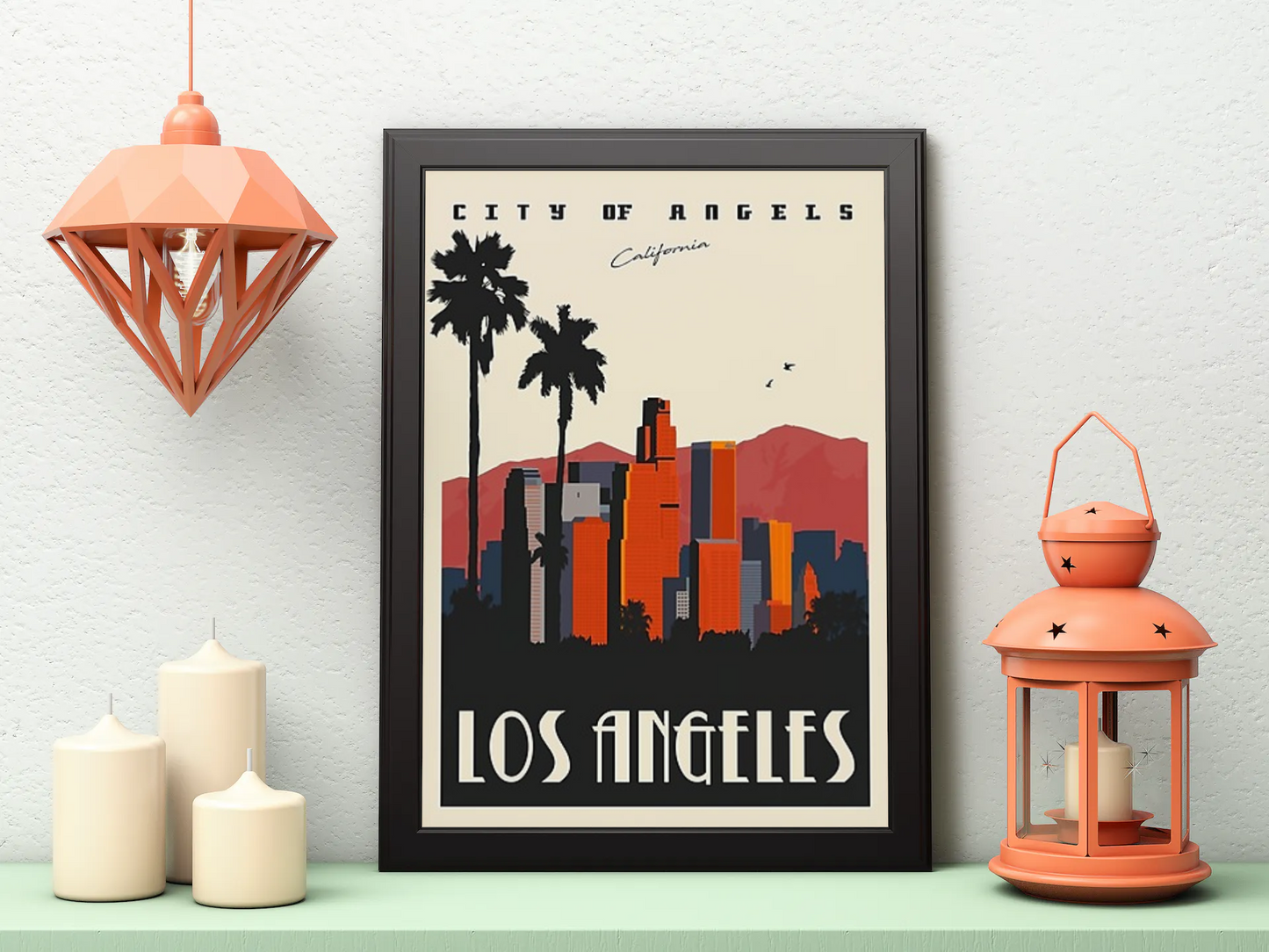 Vintage Los Angeles Travel Art Painting