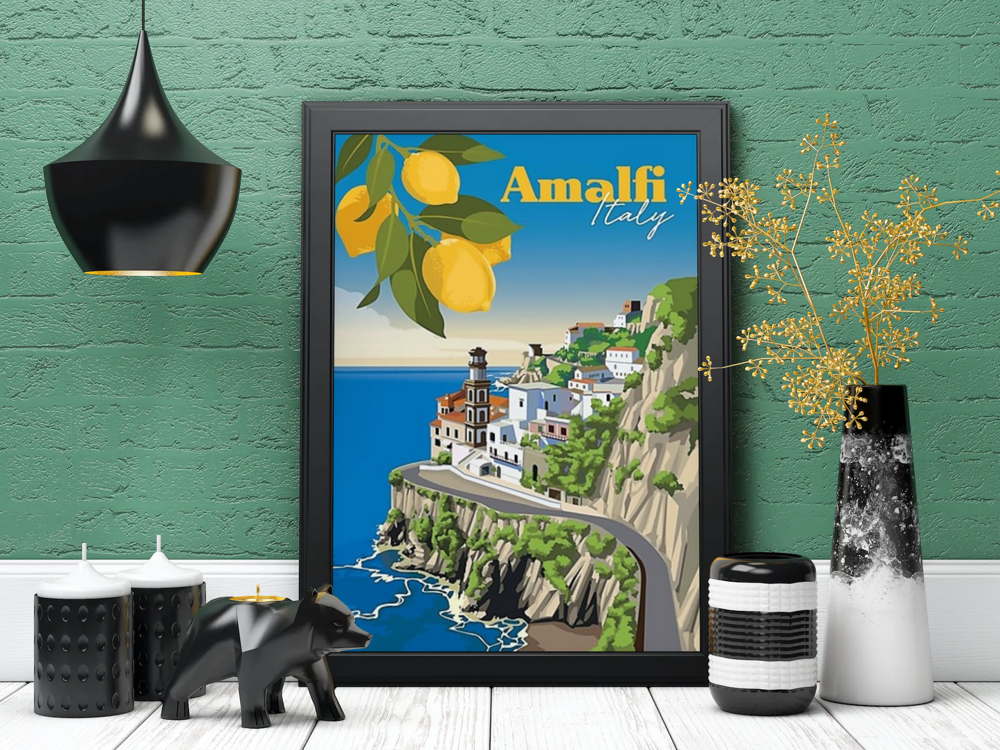 Vintage Amalfi City Travel Art Painting