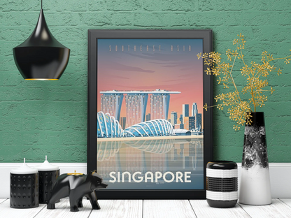 Vintage Singapore Bay Travel Art Painting