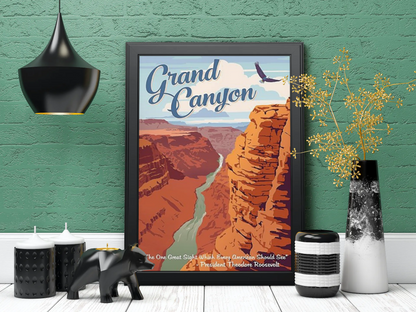 Vintage Grand Canyon Gorge Travel Art Painting