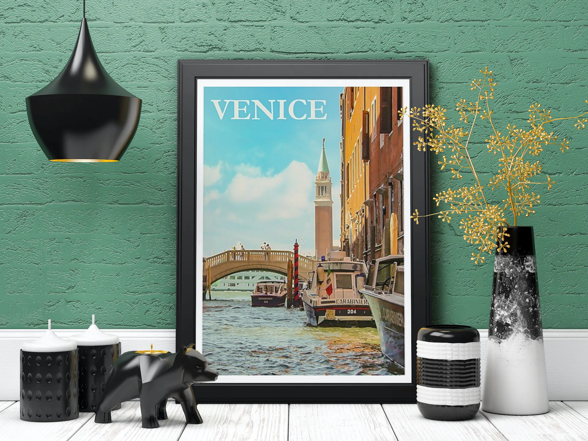 Vintage Venice Boats Travel Art Painting