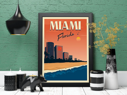 Vintage Florida Beach Travel Art Painting