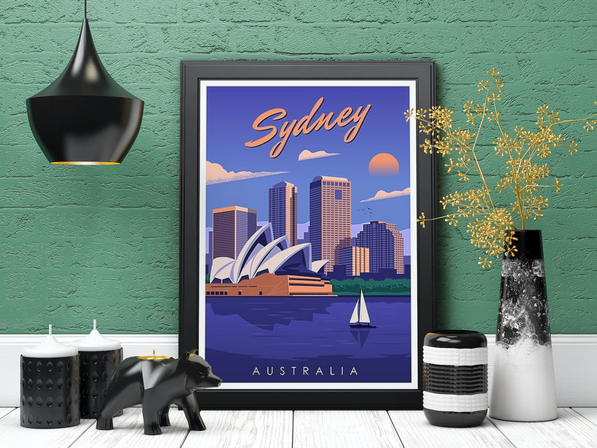 Vintage Sydney Harbour Travel Art Painting