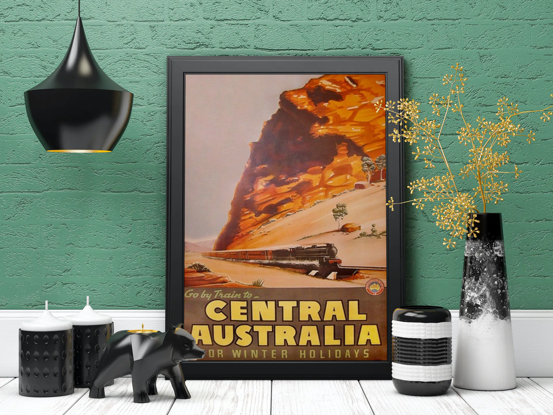 Vintage Australian Train Travel Art Painting