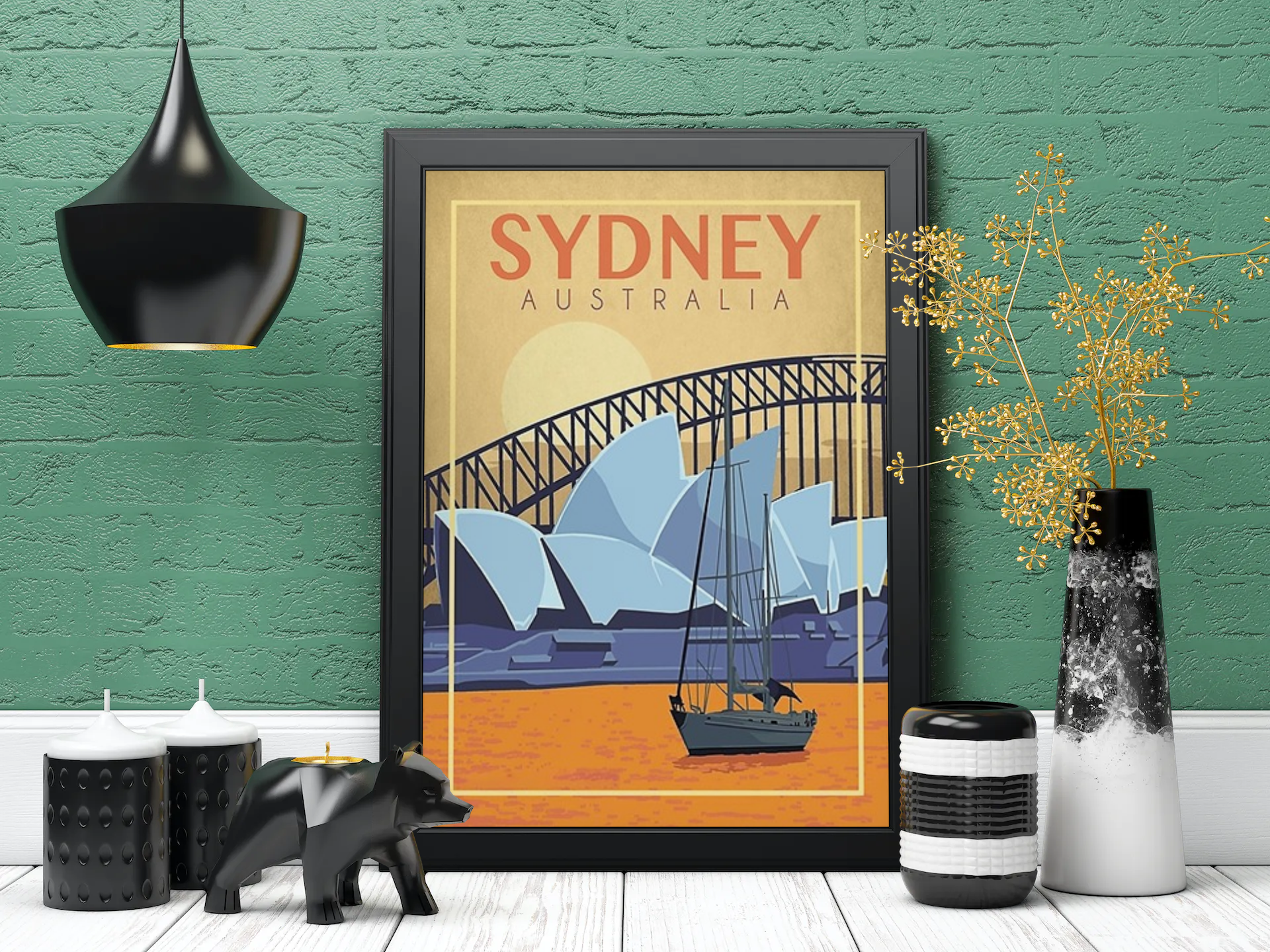 Vintage Sydney Operahouse Travel Art Painting